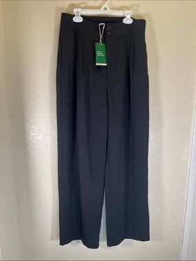 NWT HALARA Black Wide-Leg PleatedDress Pants size L